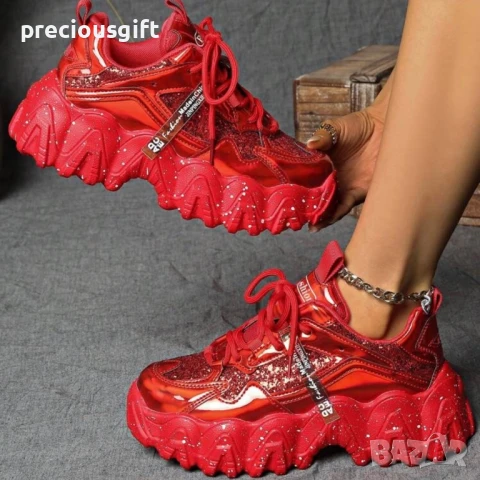 Дамски червени сникърси / маратонки, снимка 5 - Маратонки - 51388068