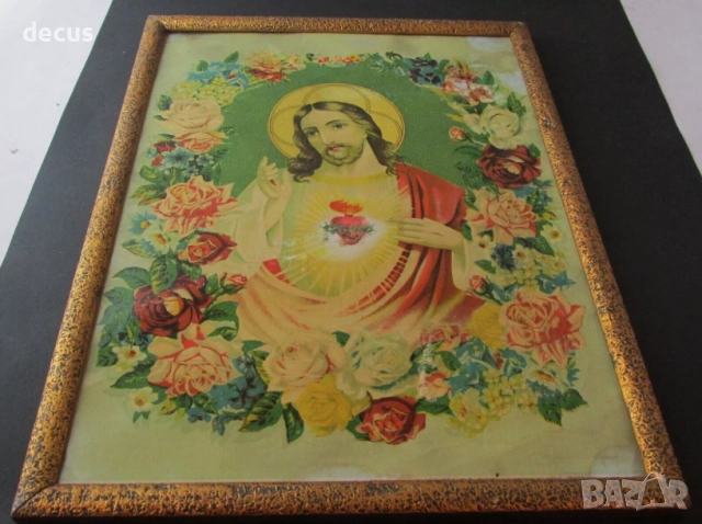 Антична хартиена литопечатна икона на Господ Исус Христос, снимка 9 - Антикварни и старинни предмети - 51463243