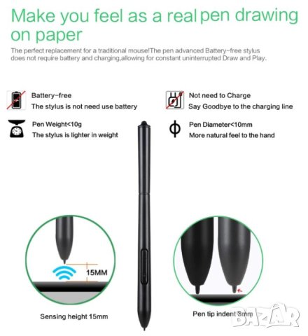 16.5см. 6.5" 36см. 10" Професионален Цифров Графичен Таблет 8192 Нива 233 PPS 5080 LPI Ultra FULL HD, снимка 8 - Таблети - 41318312