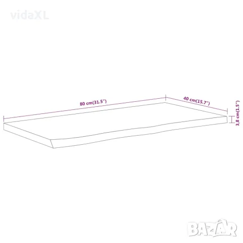 vidaXL Плот за маса, 80x40x3,8 см, правоъгълен, акация масив, жив ръб, снимка 8 - Етажерки - 56147301