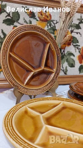 Винтидж Френски керамични чинии за апиритив.4 броя. Перфектно състояние., снимка 3 - Чинии - 47514686