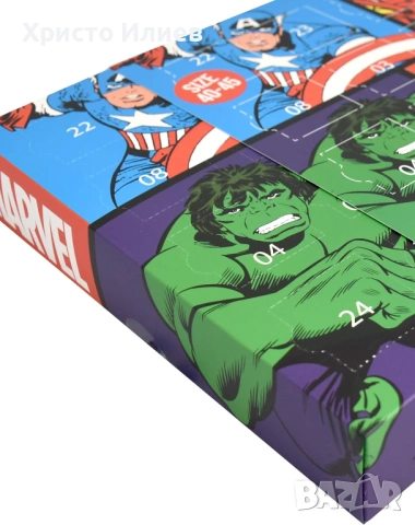 Коледен календар Мъжки чорапи Marvel Адвент календар 12 чифта, снимка 6 - Коледни подаръци - 53490710