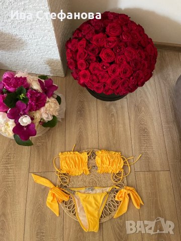 Нов секси жълт бански костюм сет от две части горнище и долнище комплект , снимка 2 - Бански костюми - 41044595