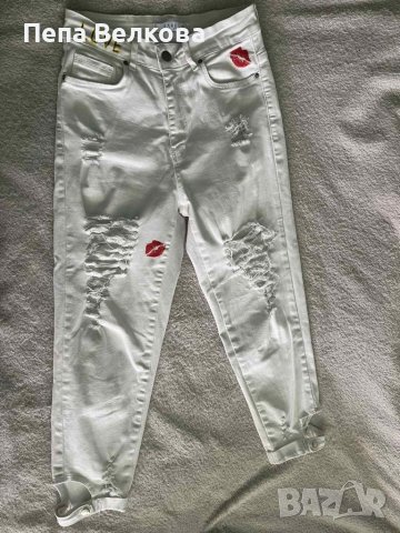 РЪЧНО нарисувани бели дънки!