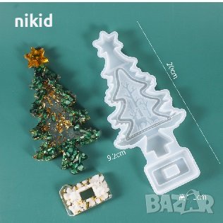 голям Снежен човек елха на стойка основа силиконов молд форма калъп фондан шоколад гипс смола, снимка 3 - Форми - 39456572