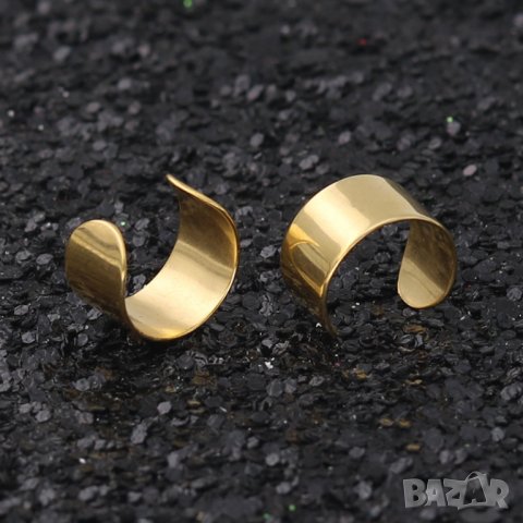Унисекс обеца маншет -- 24-каратово златно покритие, снимка 10 - Обеци - 40005984