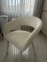 Трапезен стол кресло - бял велур, снимка 4