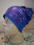 Синя шапка Виолетови пайети, снимка 1 - Шапки - 38657488