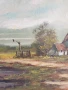 122х92см/стара голяма картина масло върху платно/пейзаж/къщи-кладенец/дървена рамка, снимка 8