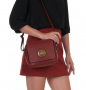 Естествена кожа, червена дамска чанта за рамо марка Giulia, снимка 3