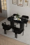 Бохо комплект за трапезария 80x140 с 4 метални стола Токио - черни крака, снимка 1