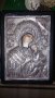 Гръцка сребърна икона проба 950 . Богородица с Младенеца.Стара и автентична. 