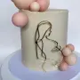 Бременна жена контур златен топер украса декор торта парти baby shower, снимка 4