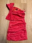 Елегантна парти коктейлна малинова червена официална къса рокля , снимка 2