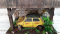 Макет-Diorama wooden shed Diecast 1/34 Мini cooper, снимка 4