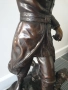 65см-12кг статуетка/стара английска бронзова скулптура/голяма фигура на ловец с куче, снимка 6