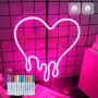 Неонов знак със сърце, розов LED знак със сърце, USB, димируем, с 12 цветни маркера, снимка 9