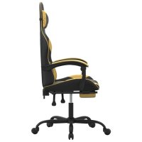Въртящ гейминг стол опора за крака черно-златен изкуствена кожа, снимка 4 - Столове - 41697392
