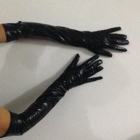 Дамски дълги ръкавици имитация на кожа - код 10421, снимка 2 - Ръкавици - 44306862