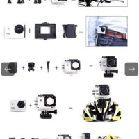 Екшън камера SPORTS CAM, водоустойчива, 4K HD/ Мегапиксели на камерата: 16; Цвят: Черен, Сребрист; , снимка 7 - Камери - 42227559