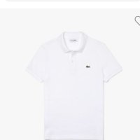 Бяла тениска с яка Lacoste, снимка 1 - Тениски - 41359450