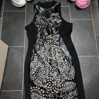 Дамска черна лятна рокля с кожени мотиви, снимка 3 - Рокли - 34465992