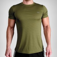 Мъжки спортни тениски за фитнес и тичане от лека материя - армейско зелено, снимка 1 - Тениски - 41125378