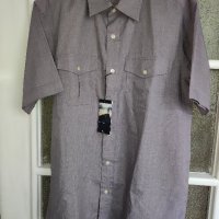 Мъжка риза с къс ръкав в цвят тъмен люляк размер M 15 лв., снимка 1 - Ризи - 42619800