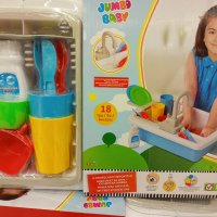 Детска кухненска мивка с прибори и аксесоари с течаща вода, снимка 1 - Играчки за стая - 35889578
