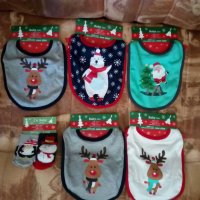 Бебешки Коледни лигавници и чорапки., снимка 2 - Бебешки чорапи - 38852197