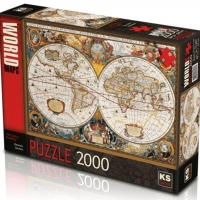 Пъзел 2000 части 17th Century World Map Puzzle , снимка 2 - Игри и пъзели - 36093297