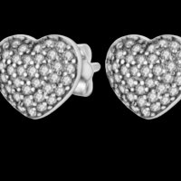 Сребърни обеци Пандора сърца,full with cristals,white/нови, снимка 1 - Колиета, медальони, синджири - 40174718
