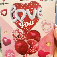 Страхотни високо качество комплект фолиеви балони за влюбени обичам те деня на любовта 5бр сърца , снимка 1 - Декорация - 35725464