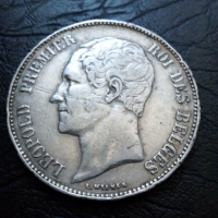 5 франка 1865 година Белгия сребро, снимка 2 - Нумизматика и бонистика - 44826686