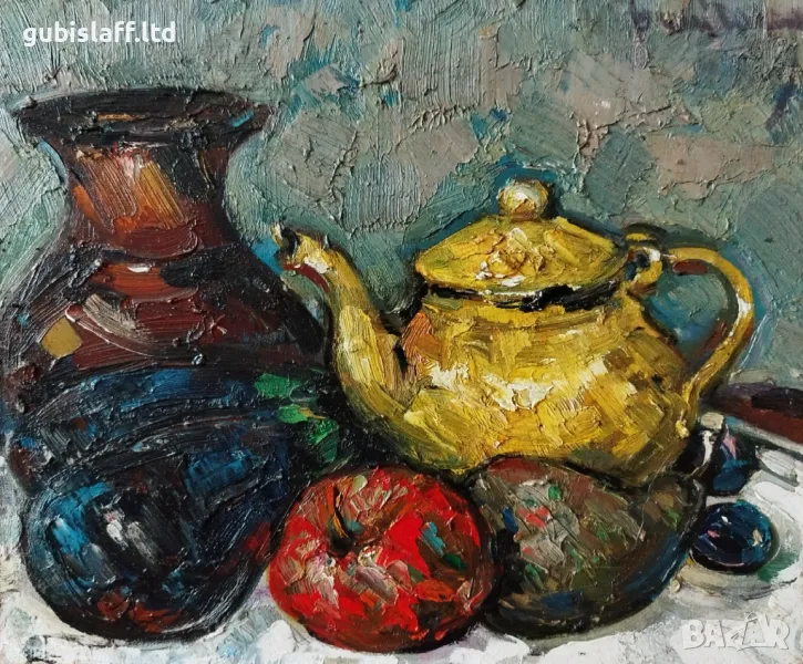 Картина, натюрморт с жълт чайник, худ. Данаил Цонев, 2023 г., снимка 1