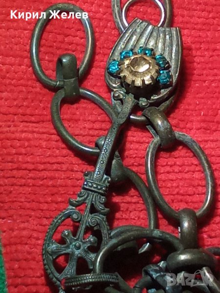 БРОНЗОВА ЛЪЖИЧКА ВИСУЛКА ВИНТИДЖ с КРАСИВИ БЛЕСТЯЩИ КАМЪНИ и ВЕРИЖКА 3924, снимка 1