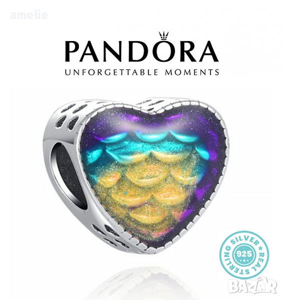 Промо -30%! Талисман Pandora Пандора сребро 925 Mermaid's Heart. Колекция Amélie, снимка 1