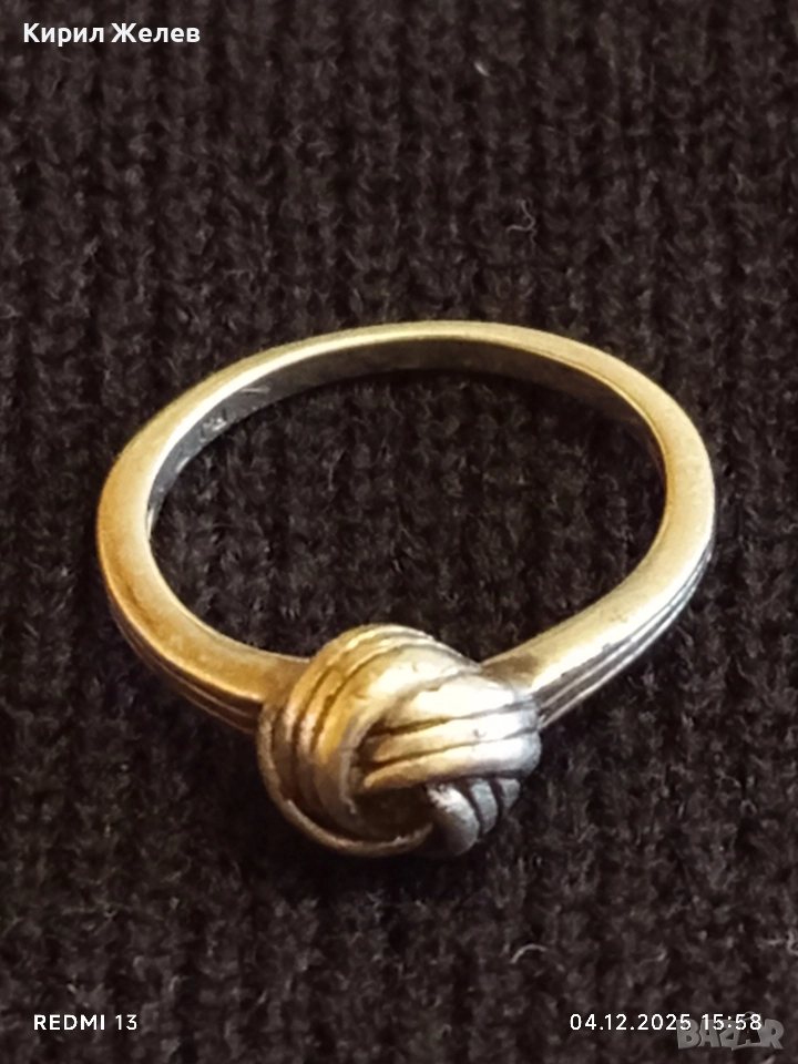 Винтидж сребърен пръстен с възел майсторска ръчна изработка 25211, снимка 1