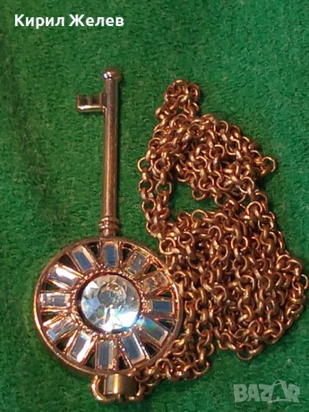 "ЗЛАТНОТО КЛЮЧЕ" - ЗЛАТИСТО КЛЮЧЕ АРТ МЕДАЛЬОН с ГОЛЯМ ФАСЕТ КРИСТАЛ 14341, снимка 1
