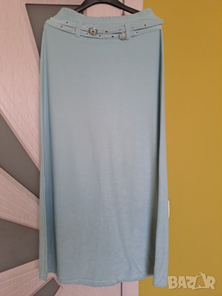 Дълга пола с коланчета отпред много светло синьозелено S-М, снимка 1