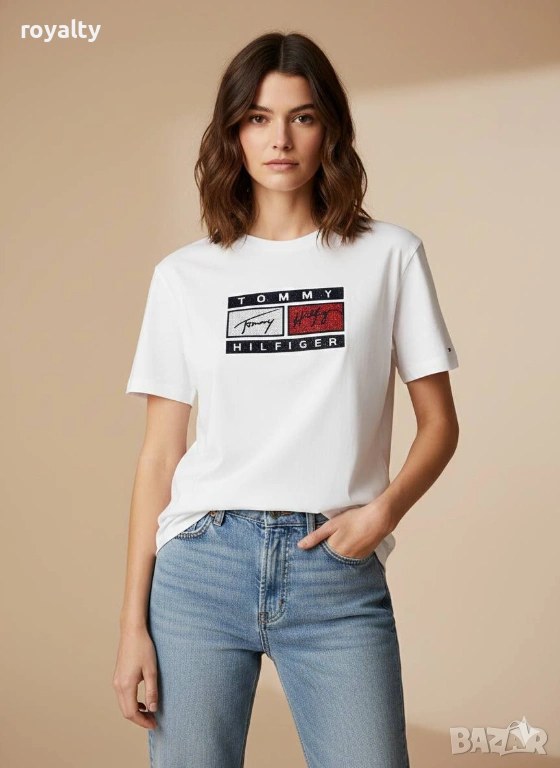 Tommy Hilfiger Бяла Дамска Тениска , снимка 1