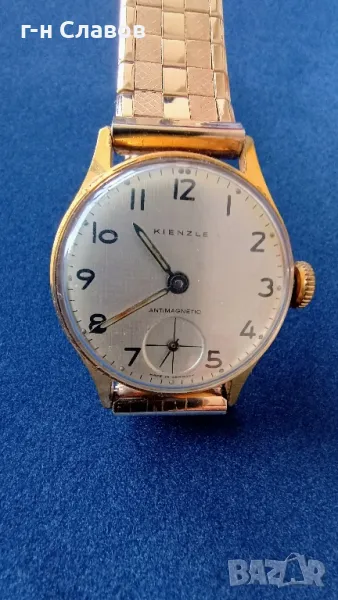 Антикварен механичен KIENZLE. Жълта каса, снимка 1