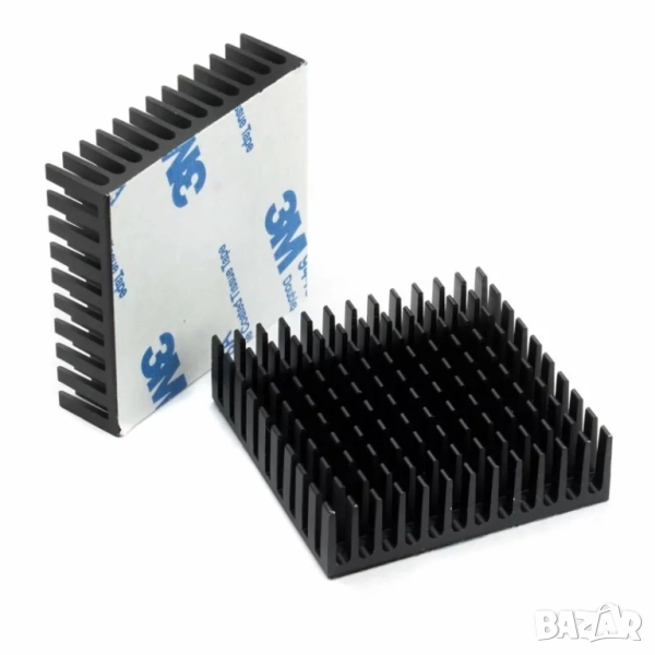 Алуминиев радиатор 40x40x11 мм със самозалепваща лента , снимка 1