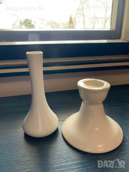 Комплект свещник и мини ваза, снимка 1
