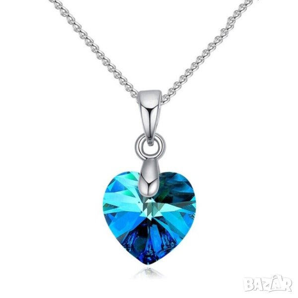 Колие син циркон - сърце, снимка 1