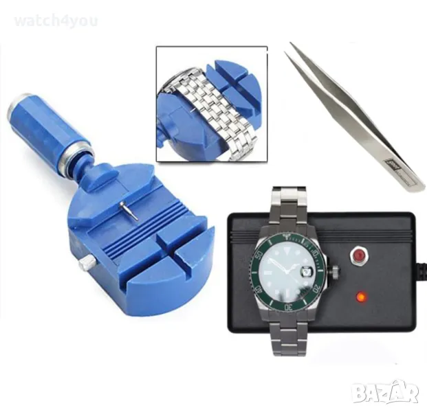 НОВИ ЧАСОВНИКАРСКИ ИНСТРУМЕНТИ. ДЕМАГНЕТИЗАТОР.ПИНСЕТA. НАКОВАЛНЯ.ИНСТРУМЕНТ ЗА СКЪСЯВАНЕ НА ВЕРИЖКА, снимка 1