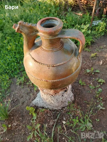 Стар голям глинен оцетник,крондир, снимка 1