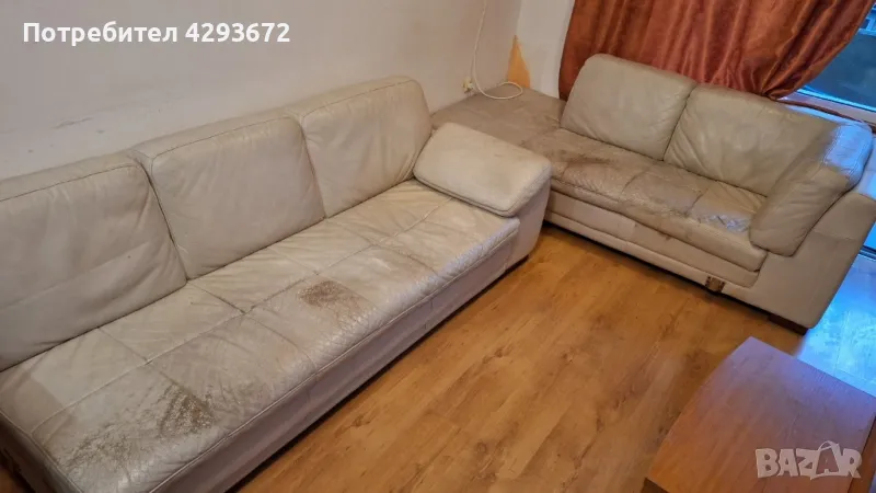 Ъглов кожен диван, снимка 1
