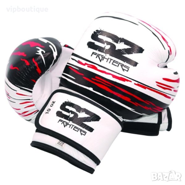 Боксови Ръкавици Изк Кожа MADNESS White Black Red, снимка 1