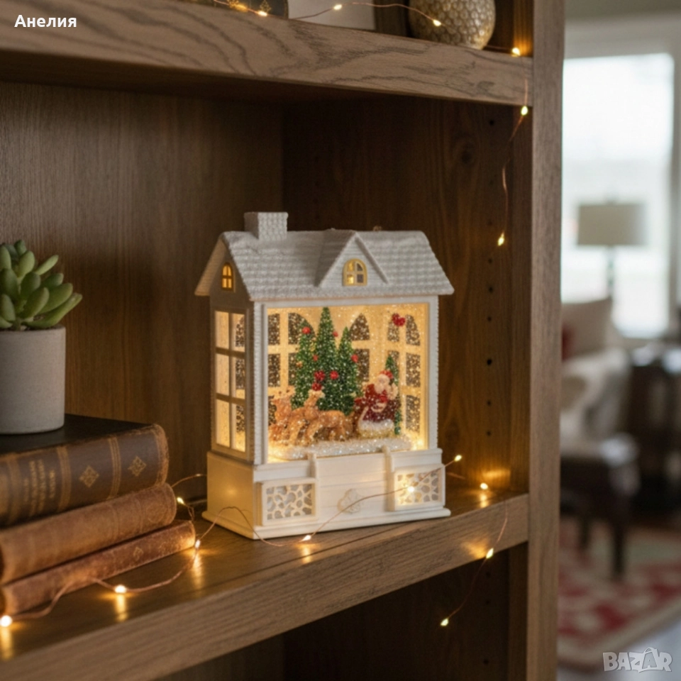 Снежна Коледна къщичка с Дядо Коледа – Идеален празничен акцент, снимка 1
